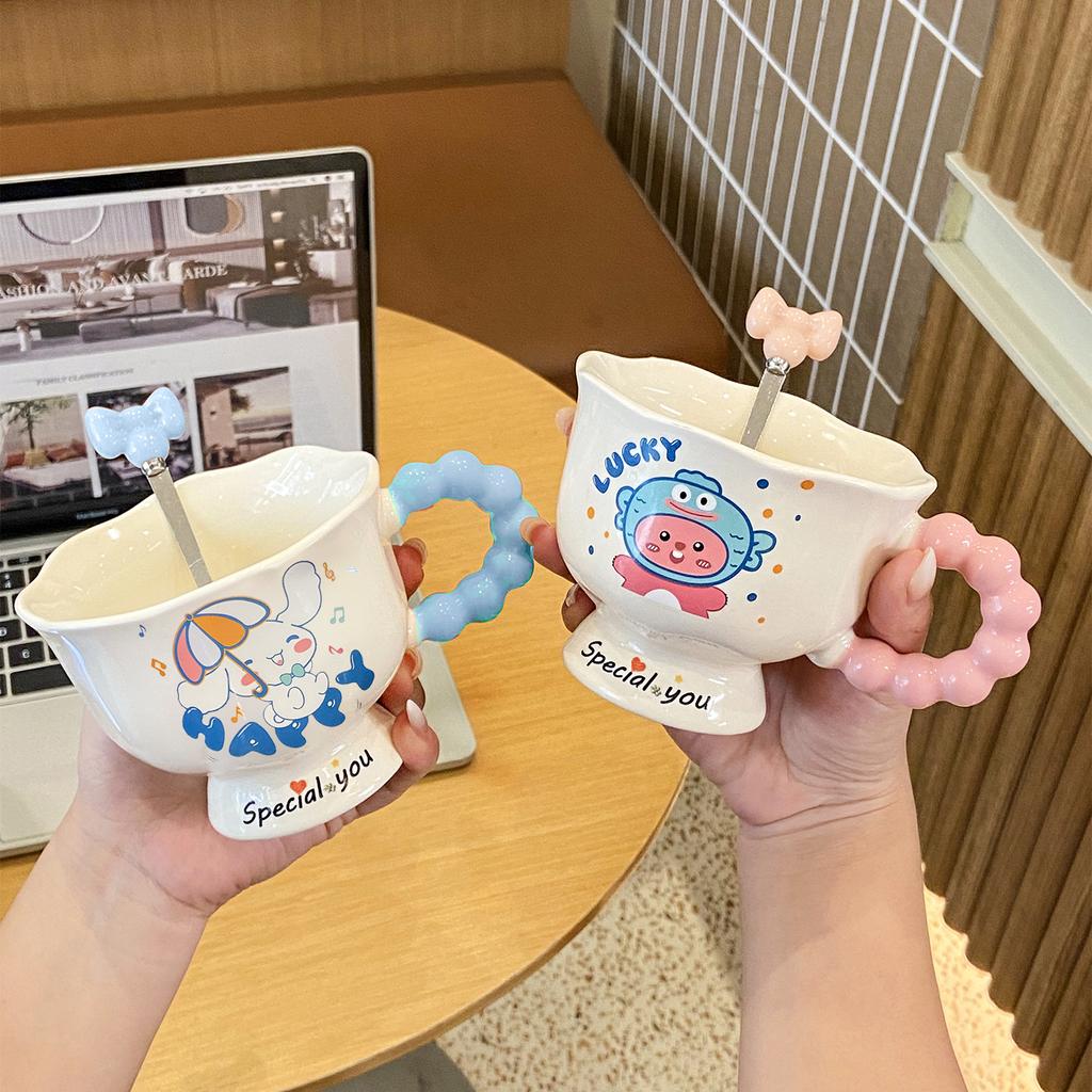 Ins Hohes Erscheinungsbild Niedlich Großes Glas Zuhause Keramik Kaffeetasse Paar Tassen Geburtstagsgeschenk für Frauen Souvenir