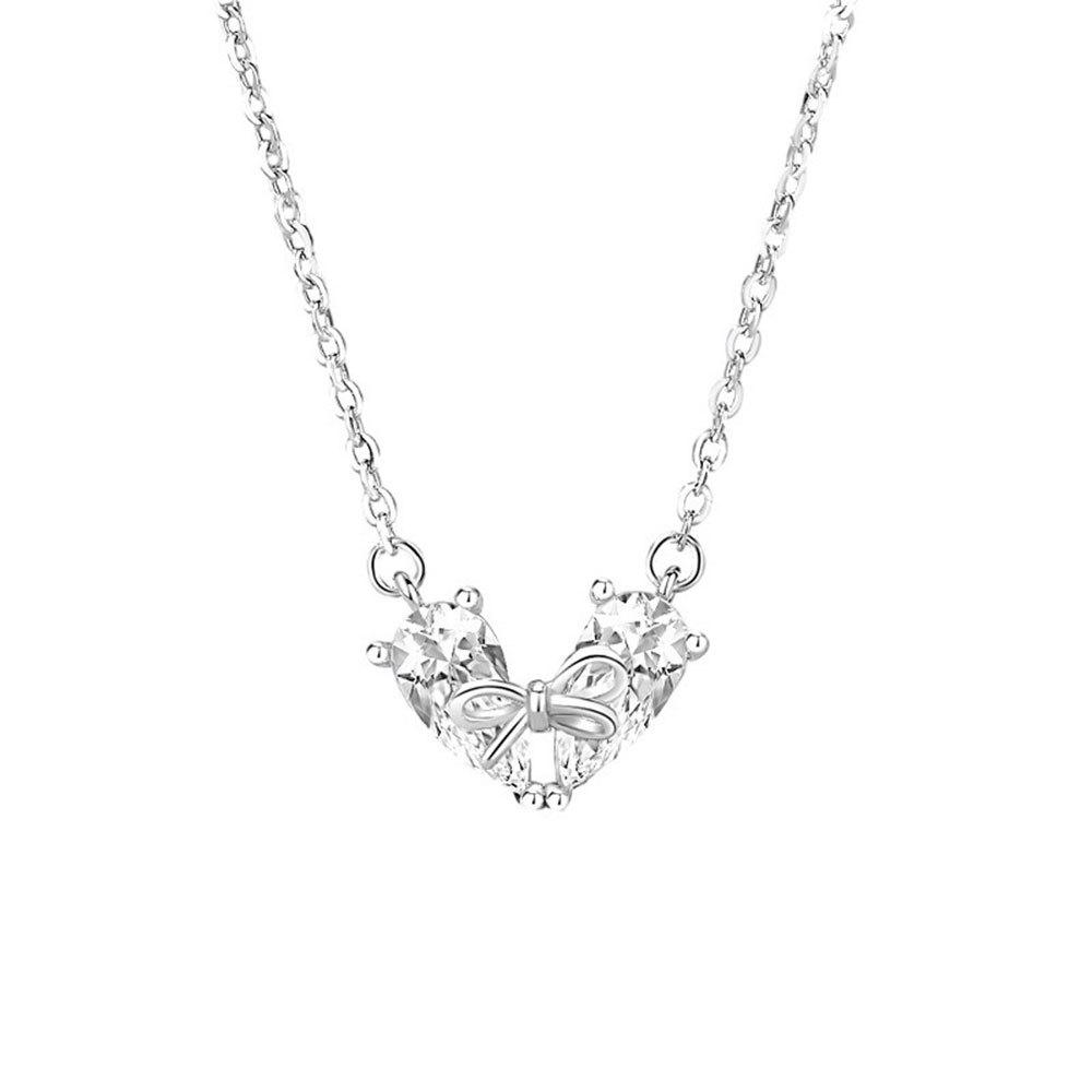 925 sterling silver fashion light luxury bow love zircon necklace birthday party anniversary gift
