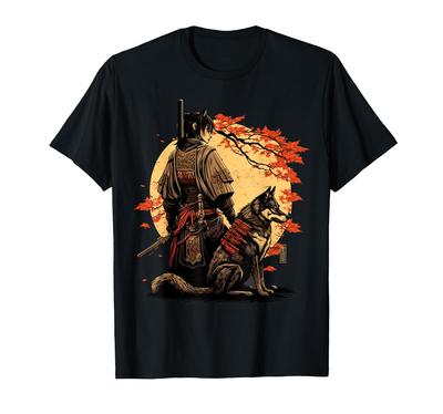 Japonské umění Ninja Anime styl Samuraj Kai Ken Ukiyo-e Tričko