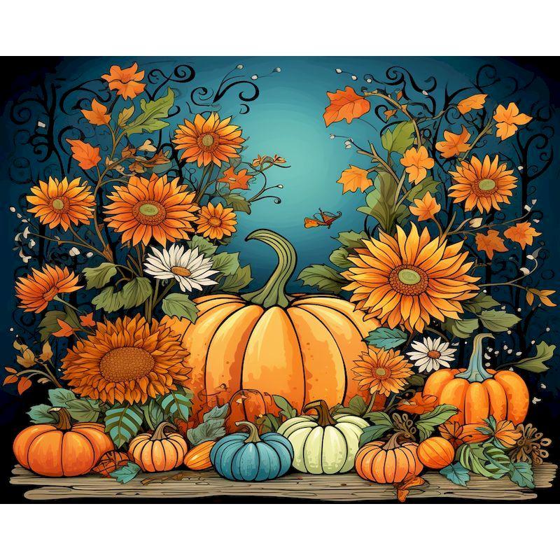 GATYZTORY Oil Painting By Numbers Handpainted Picture Drawing Pumpkin Flower Diy Crafts On Canvas Gift For Adults Home Garden
