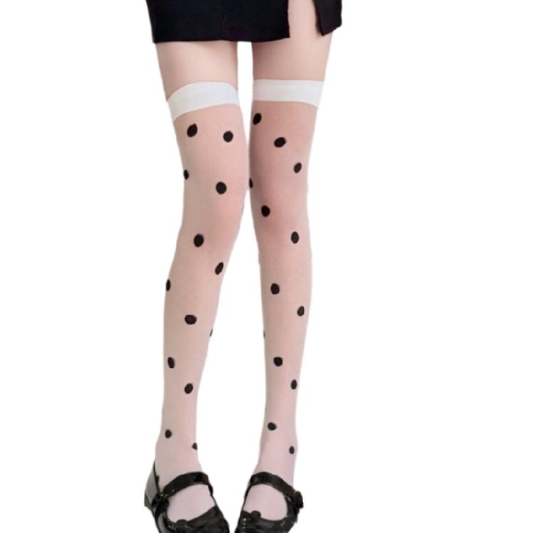 Japanese Round Dot Pattern Suspender Tights Women Pantyhose High Waist Garter Belt Tights Thigh High Over Knee Stockings