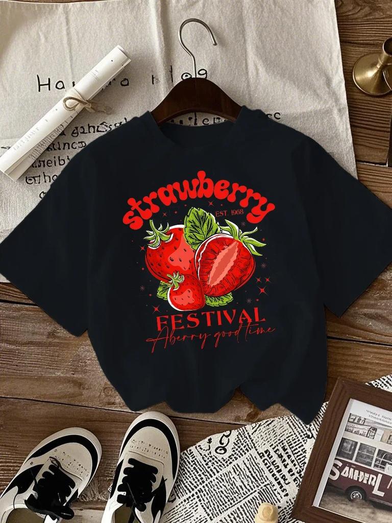 Strawberry Festival A Berry Good Time Print Women T Shirts Hip Hop Summer TShirt Casual Oversize Clothes AllMatch Top