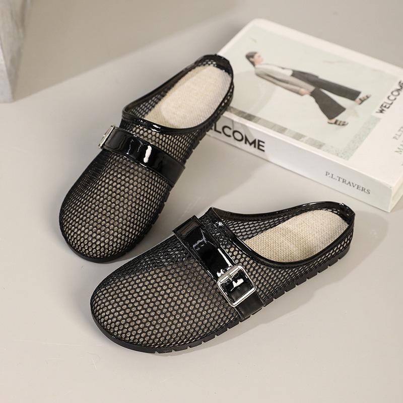 

Премиальные тапочки для улицы женские летние модные ins трендовые с отверстиями, с сумкой-мешком, с закрытым носком, полутапочки с юбкой, французские крутые тапочки 40 чёрный