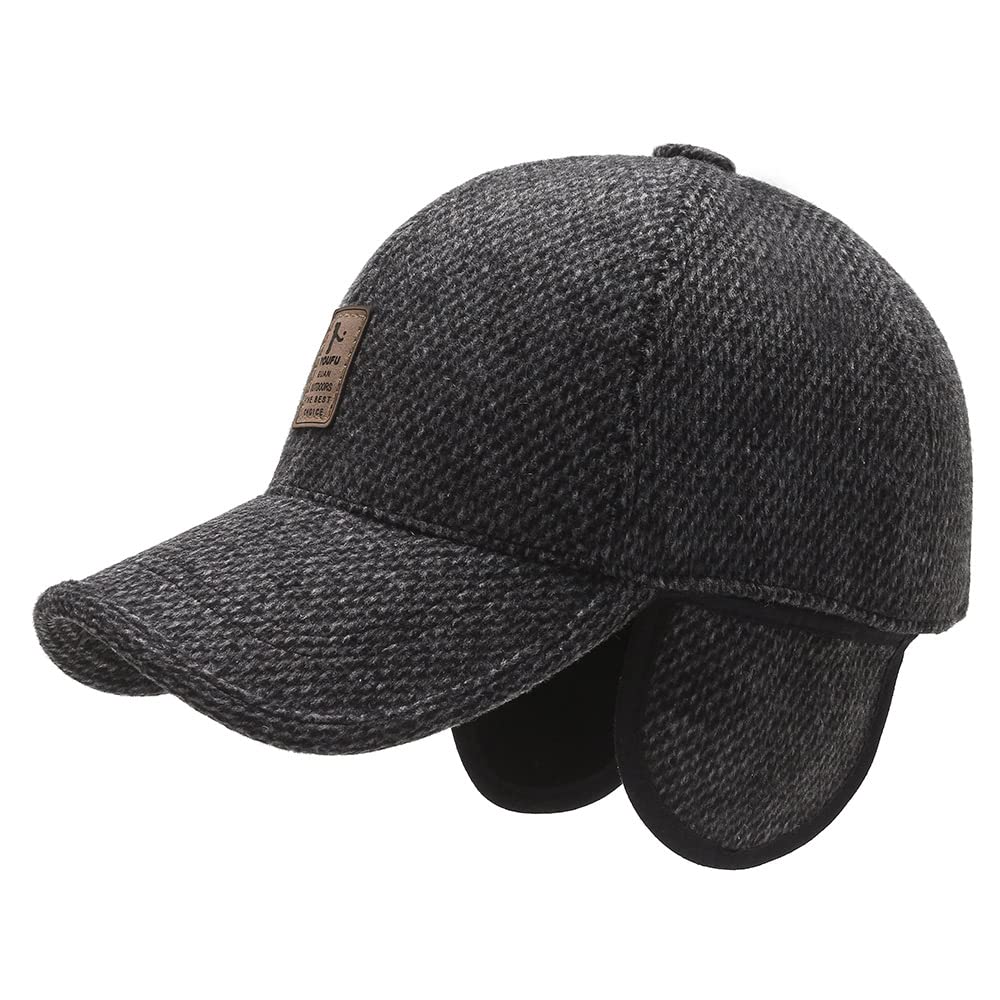 Croogo Pilot Cap with Earflaps and Fleece Winter Pilot Work Winter Hat Men's Lining, Cap, Cap, (G-GSDT1-Gray)