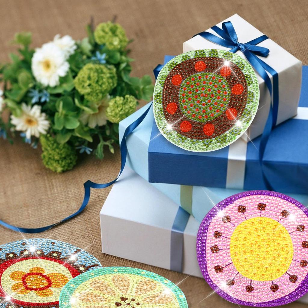 LUCKYBEE Diamond Art Coaster DIY Diamond Beads 5D Diamond Painting Mandala Diamond Coaster Craft Kit for and Set with Holder Kit, Kit, Kit, Beginners,