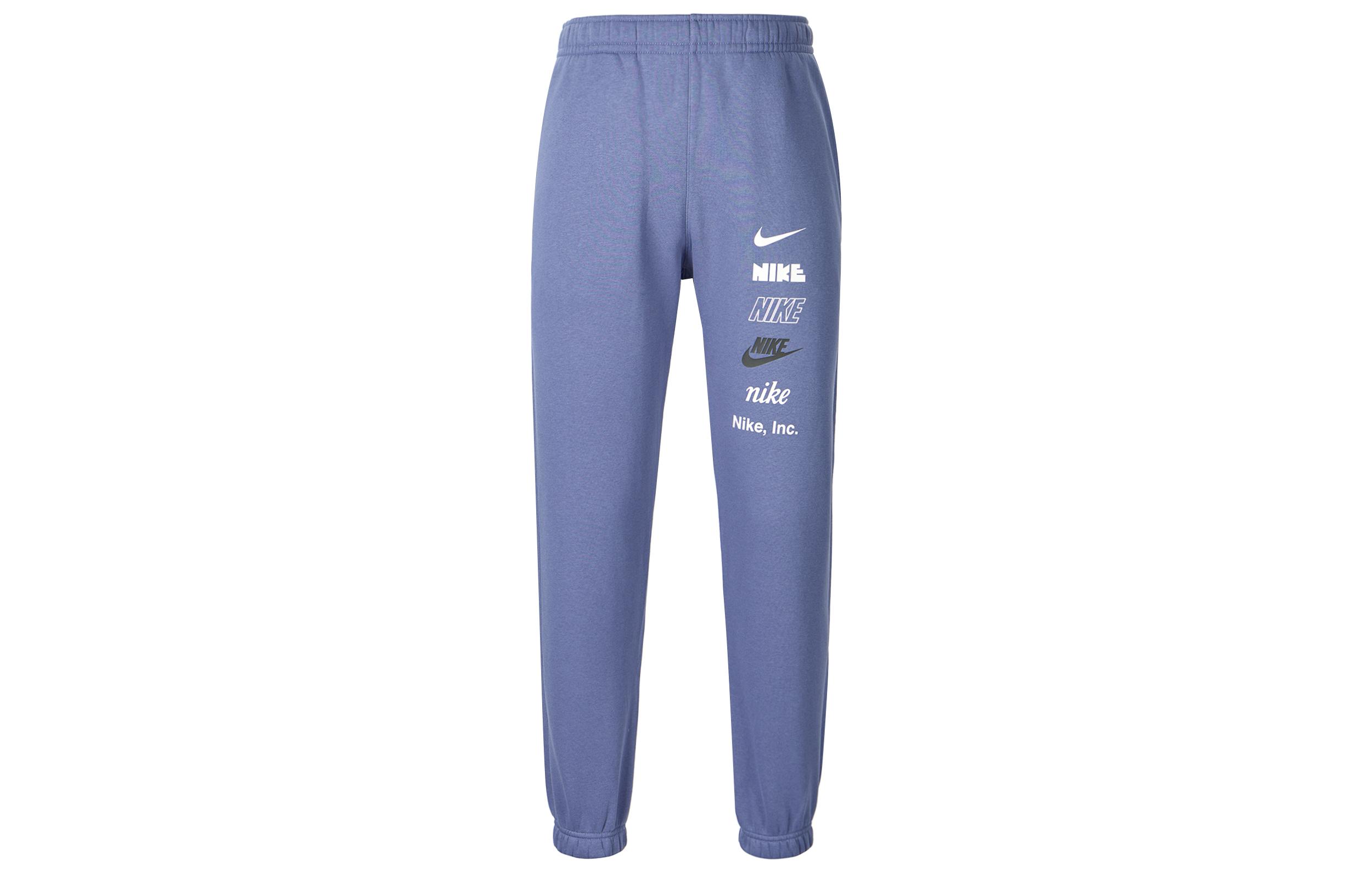 Nike Sports Life Collection Brand Logo Letter Fleece Lined Thermal Elastic Cuff Knitted Sweatpants Men s Blue DX0796-491 L