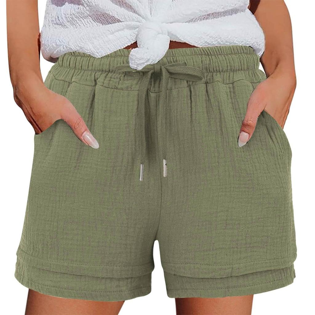 Women's Casual  Summer Elastic Beach Shorts  Solid Casual Shorts