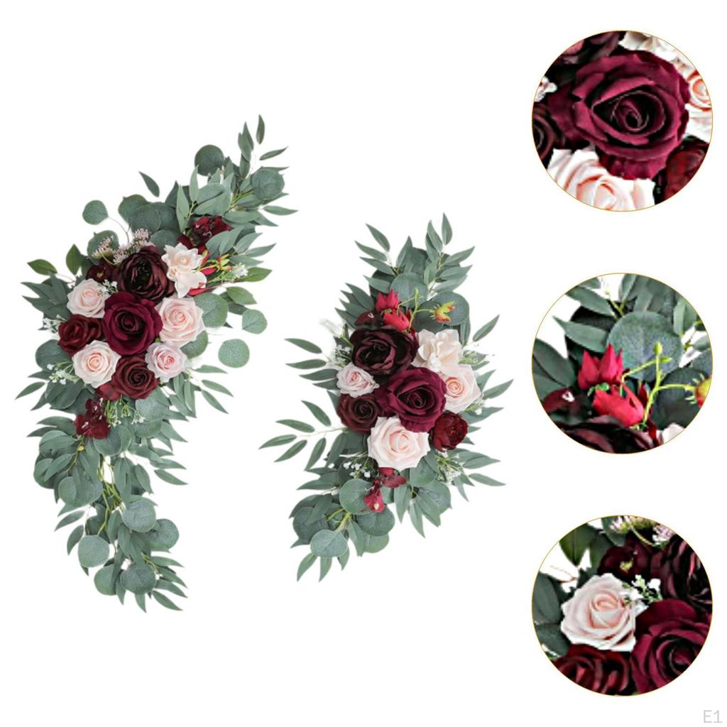 2 Stück Hochzeitsbogen Blumen Künstliche Blumengirlanden Grüne Blätter Blumiger Hintergrunddekor für