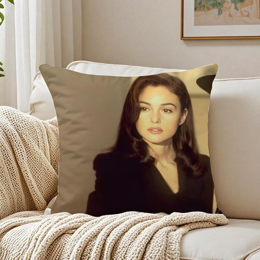 MMonica Bellucci Cushion Cover Linen Pillowcase Soft for Sofa Bed Home Room Decor
