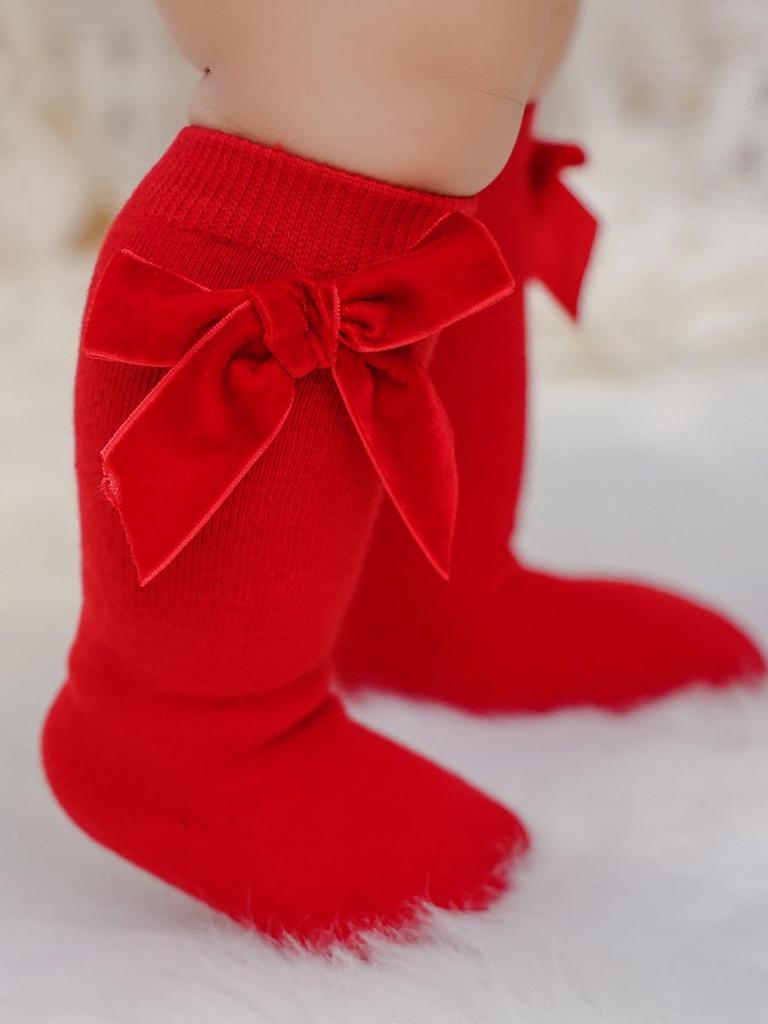 Samtschleife Wadenhohe Baby Prinzessin Party Socken