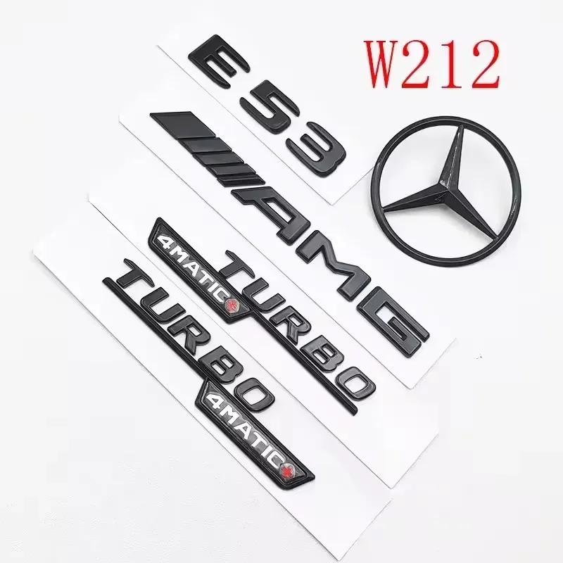 BQAZ9 3D ABS Black E53 Logo Letters TURBO Badge Car Rear Star Sticker Trunk AMG Emblem For Mercedes Benz AMG W212 W213 E Class
