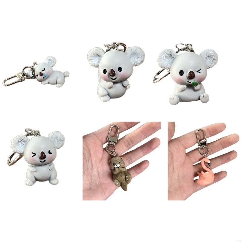 Cute 3D Otter Koala Flamingo Animal Keychains Key Ring For Women Men Cartoon Creative Pet Pendant Bag Box Car Holder Accessories