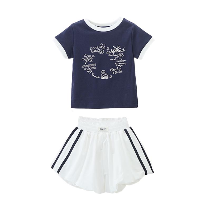 Girls' Summer Short Sleeve T-shirt & Shorts Set