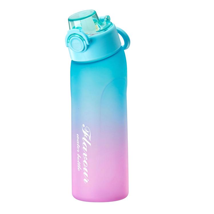 Playful Fruity Frosted Gradient Water Bottle: Zero Sugar, Zero Calorie, Two-Color Straw Plastic Cup.