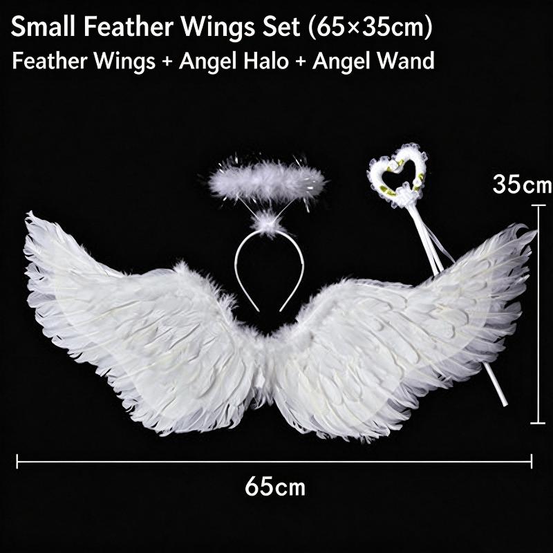 Halloween Christmas Devil Wings Cosplay Angel Wing  Wands Sets White Angel Fairy Feather Wings Wedding Birthday Party Props
