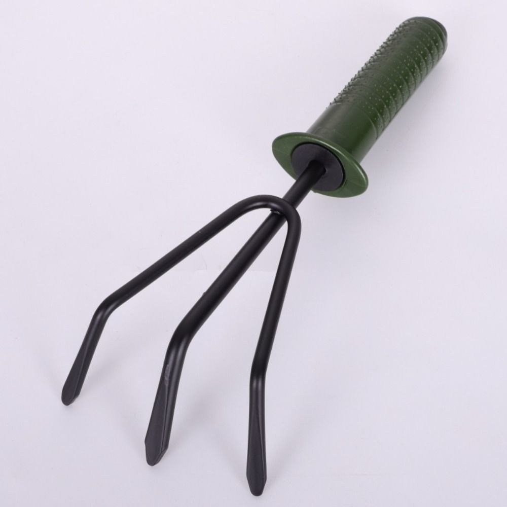 1/4pcs Non-Slip Handle Gardening Shovel Fork Rake Kit Metal Hanging Hole Design Plants Shovel Portable Small Three-tooth Harrow