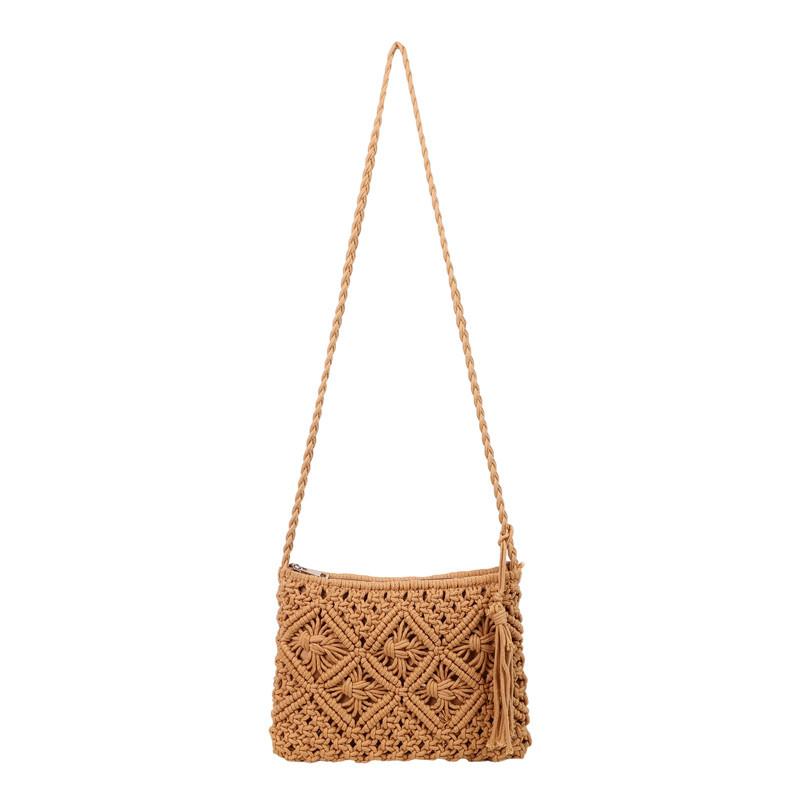 Frühling und Sommer Nische hohle gestrickte Baumwolltasche kleine quadratische Tasche neue Urlaubs-Umhängetasche Messenger-Tasche