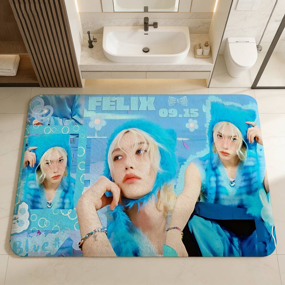 Kpop Singer F-Felix Hallway Carpet Washable Non-Slip Living Room Sofa Chairs Area Mat Kitchen Doormat Area Rug