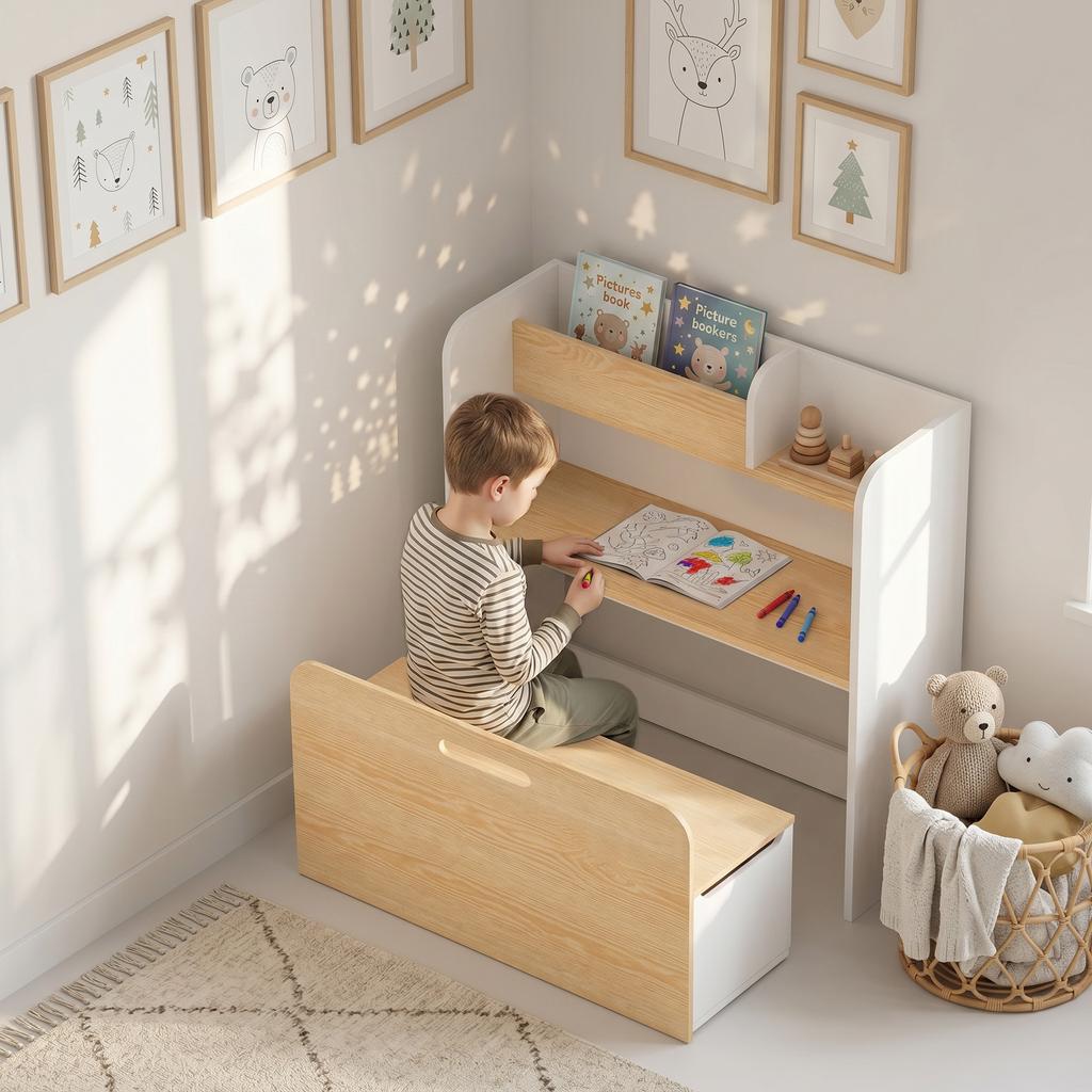 Children's Desk and Chair, 5-in-1, Ages 3-8, White