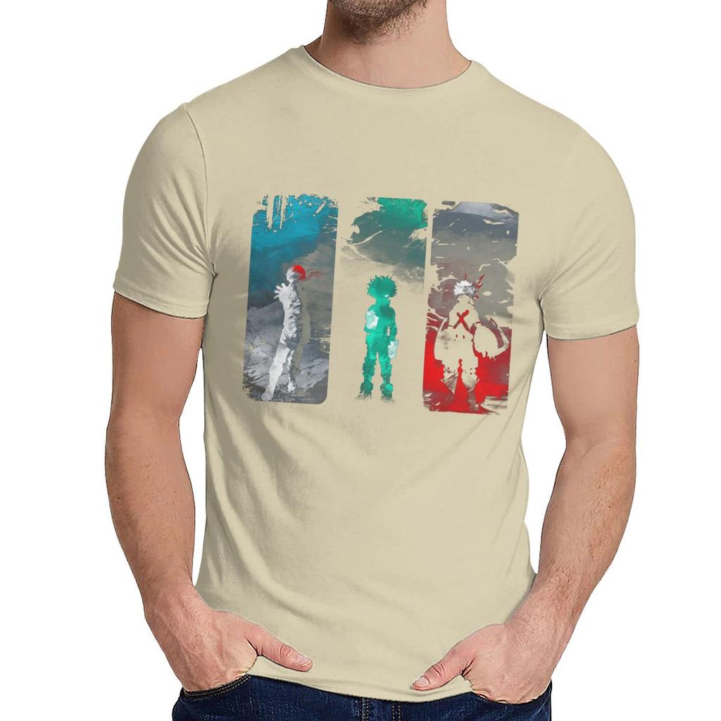 Male Hero Power My Hero Academia T Shirt Natural Cotton Anime Round Neck Hip Hop Tee