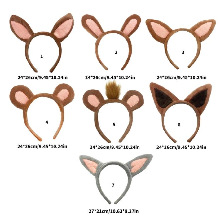 Fasce per Capelli in Peluche a Forma di Animali dello Zoo, Cerchietto con Orecchie, Fascia per Capelli Safari nella Giungla, Cerchietto per Capelli Cosplay per Halloween, Compleanno