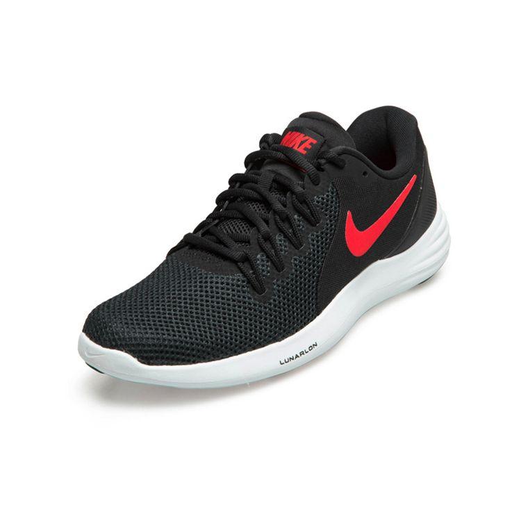 Nike Lunar Apparent Slip Resistant Durable Fabric Cushioning Low Top Running Shoes Men Sneaker Black Red 908987-004