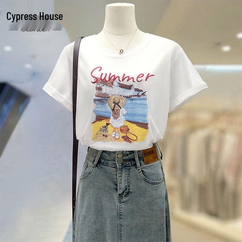 Sybalsy Women s Casual Printed Round Neck T-Shirt XL