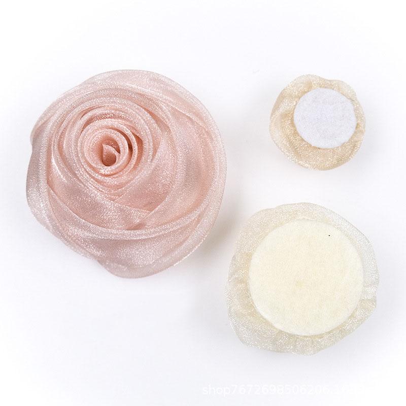 3-4.5cm Organza Snow Rose Head Dress Hair Party Decoration Small Flower DIY Handmade Clothing Accessories Costume Designing