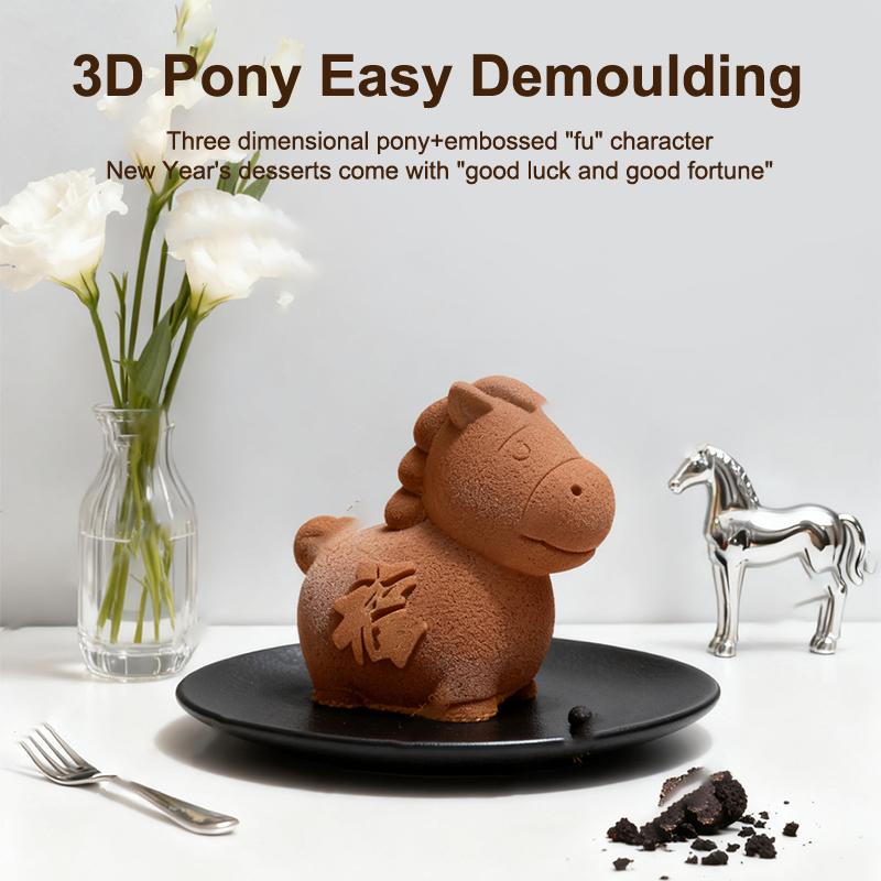 Cartoon Horse Shape Silicone Cake Mousse Mold Horse Design Stereoscopic Chinese Year Diy Decor Dessert Making Tools