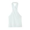 Fashion Style 2024 Summer Female Open Back Cross Design Hanging Collar Strappy Sleeveless Tank Top Tops 3034318