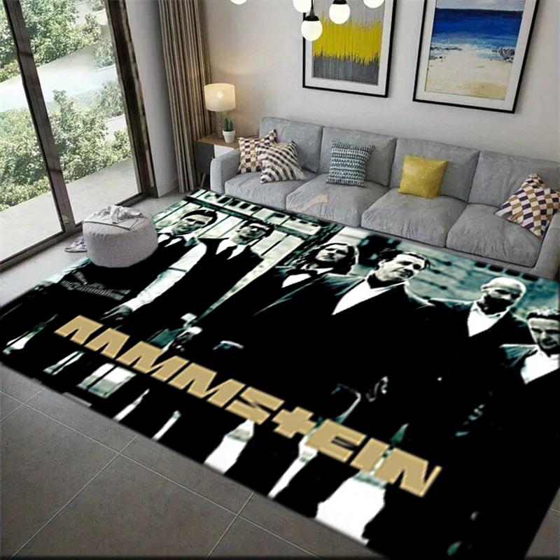 1Pc Rammstein Theme Printed Rectangle Carpet, Home Door Mat, Outdoor Travel Protection Carpet A2
