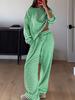 European and American style ins striped home pajamas pajama pants set women's V multi-color long-sleeved trousers casual wear