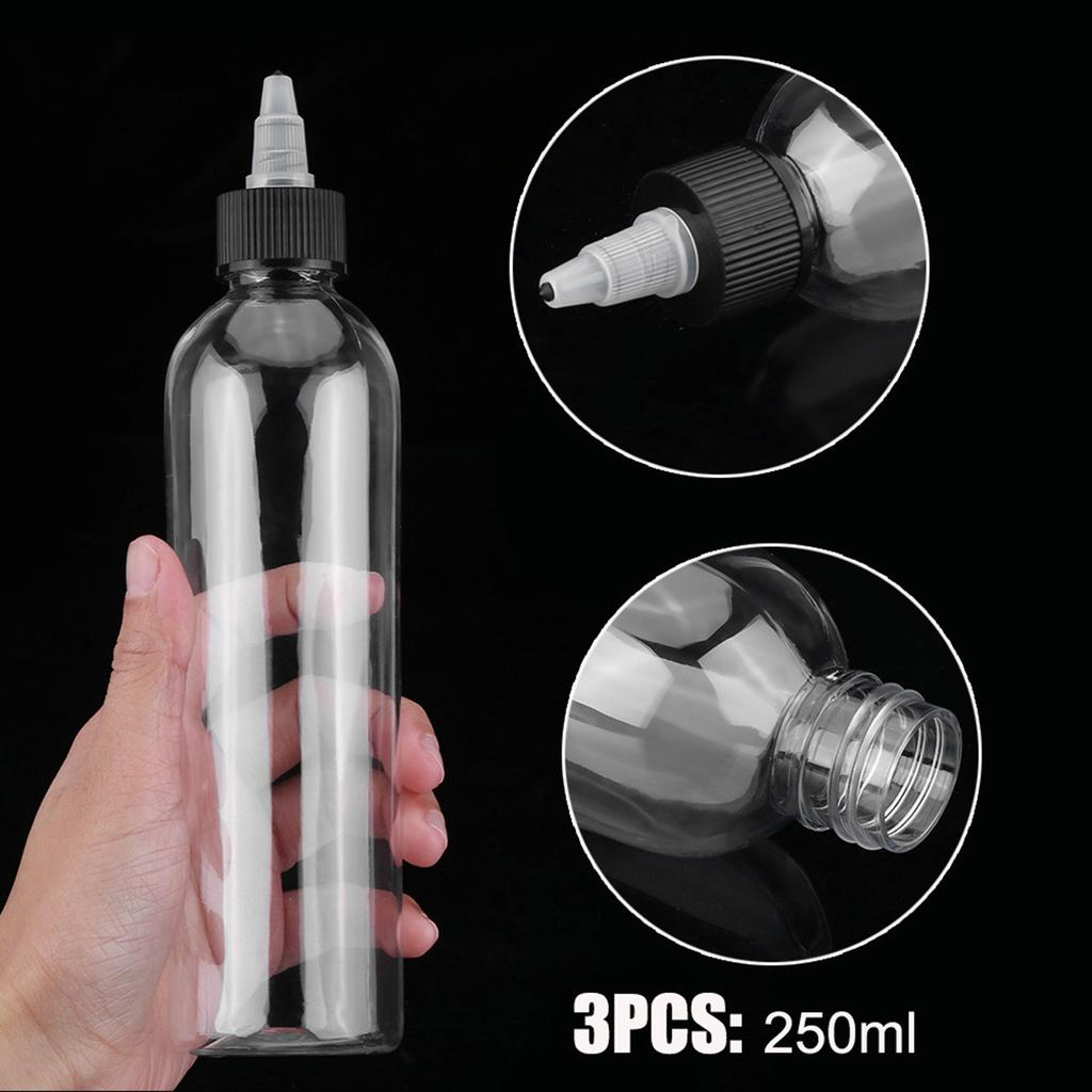 3pcs 250ml Empty Plastic Bottles Tattoo Pigment Ink Bottle Green Soap Clr Bottle Supply