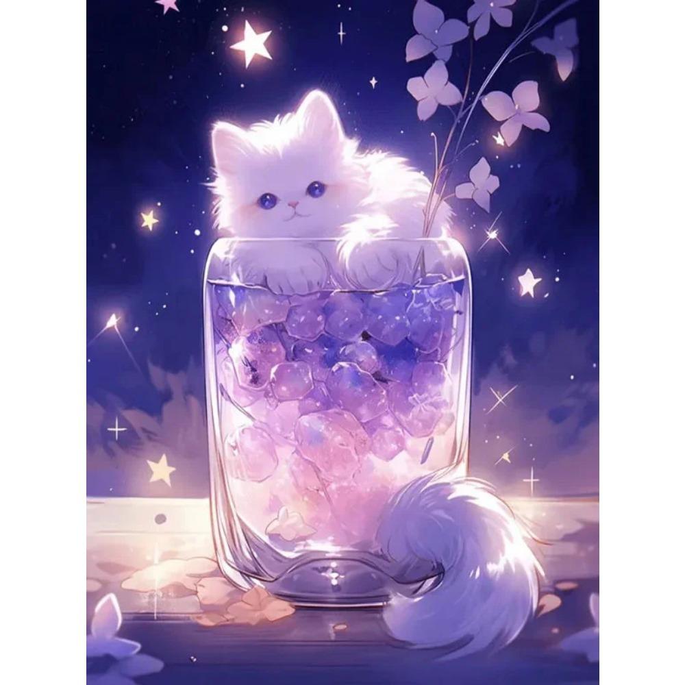 Diamond Painting Full Drill Luminous Butterfly Round Diamond Painting Handmade Fruit Cute Cat Animal Diy Diamond Mosaic Painting Home Decoration