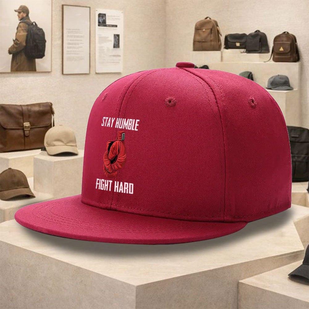 Stay Humble Fight Hard Boxing Graphic Baseball Cap Polyester Flat Brim Unisex Casual Street Style