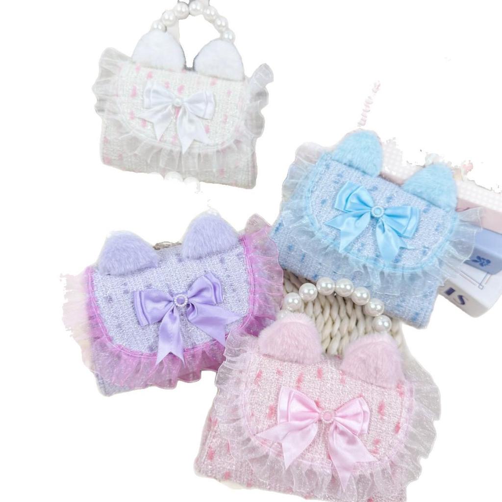 Cute Butterfly Crossbody Bag with Pearl Accent and Plush Rabbit Ears for Little Girls