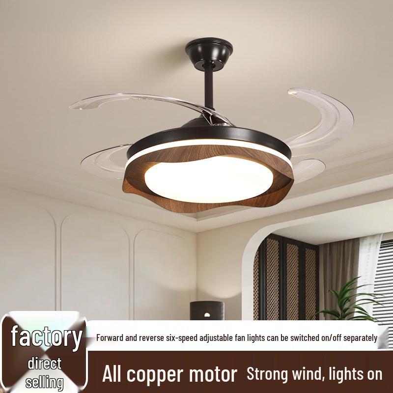 

Walnut Silent Ceiling Fan Light - Modern Minimalist Design in Raw Wood for Dining Rooms Model A - Tri-Color Lighting