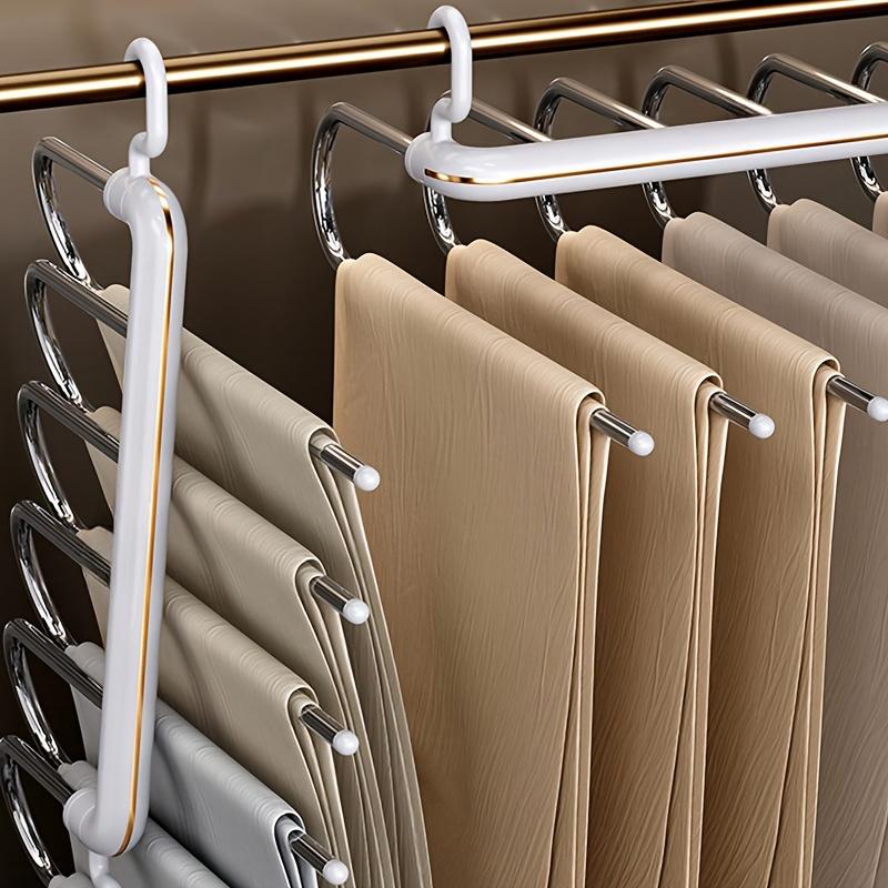 1pc Multi-layer Pants Hanger, Stainless Steel Rack, Save Space Storage and Organization for Wardrobe, Closet, Bedroom, Suitable for Pants,  Scarves