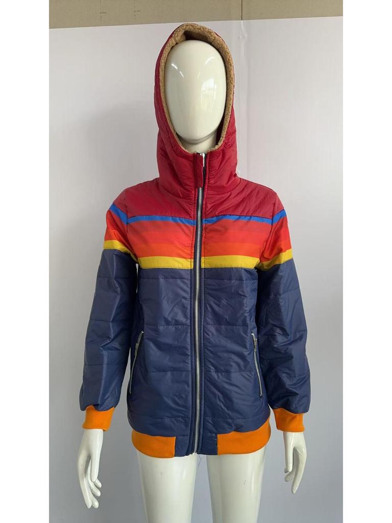 2020 Women's Casual Hooded Printed Short Cotton Jacket