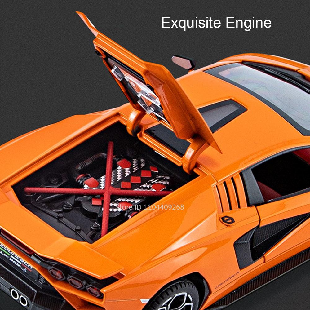 1:24 Lambor Countach LPI800-4 Veneno Toy Car Model Sound Light Pull Back Lift Tail Wing Miniature Vehicles Kids Souvenir Gifts