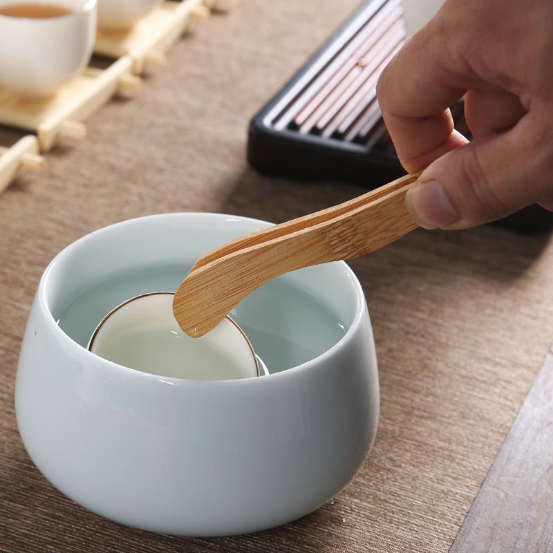 7 Styles Bamboo Wood Tea Clip Ebony Food Tongs Barbecue BBQ Bread Clamp Fruit Salad Non-slip Clip Tongs Tea Ceremony Accessories