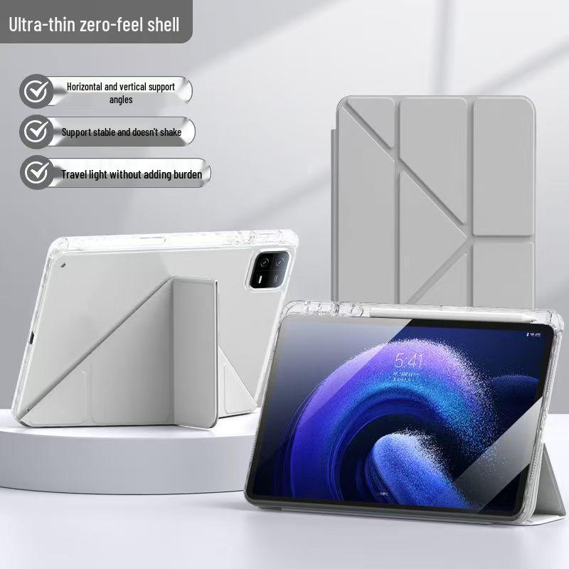 

Защитный акриловый чехол с держателем для стилуса для Huawei MatePad 11.5s, 11-дюймовый, защита от сгибания Grey Tri-Fold Acrylic Case