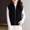 DIMANAF 2025 Podzim Zima Dámské Svetry Vesta Topy Pletené Základní Bez Rukávů Zip Svrchní Oblečení