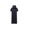 FILA Color Block Spliced Sports Knit Hooded Short Sleeve Dress Women dresses Legendary-Blue F51W131307FNV