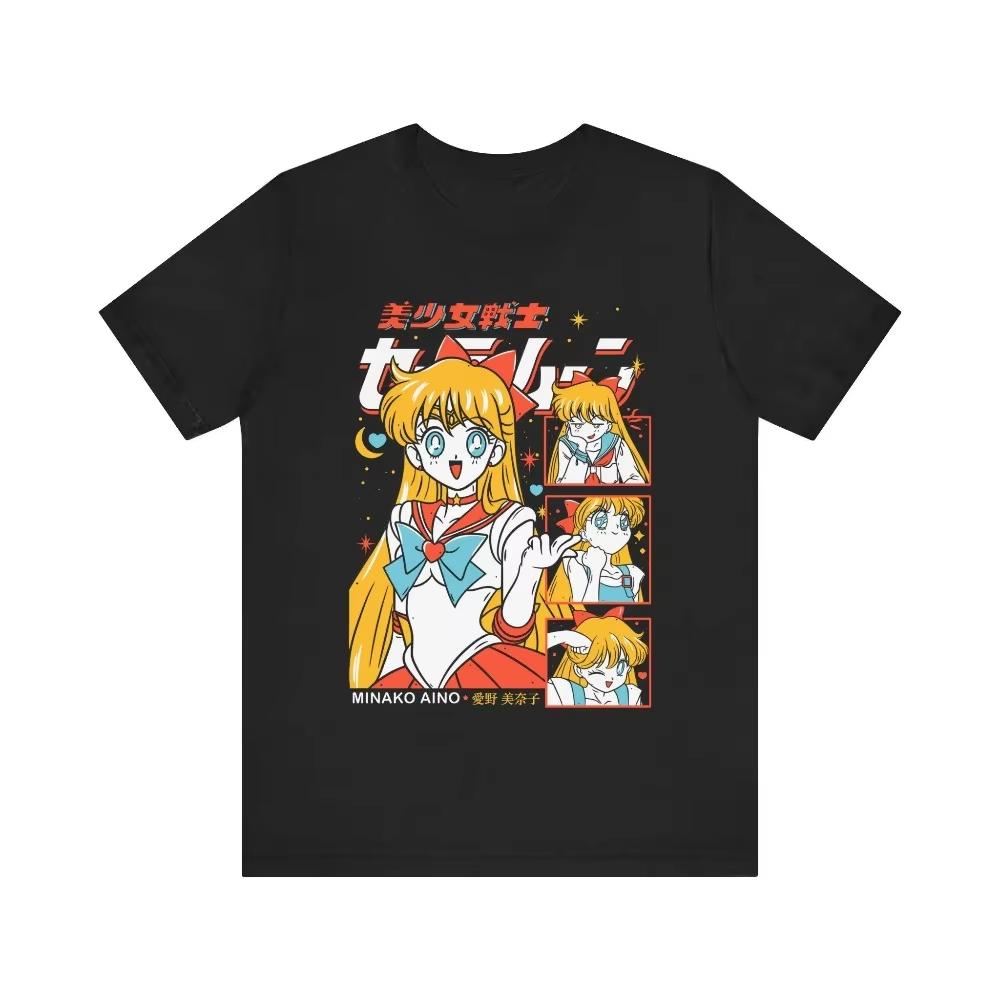 Sailor Moon Tsukino Usagi Unisex Anime Print Summer Children's Loose Casual Short Sleeved Top