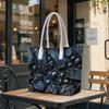 Gothic Skull Pattern Tote Bag Dark Stylish Shoulder Bag for Daily Use