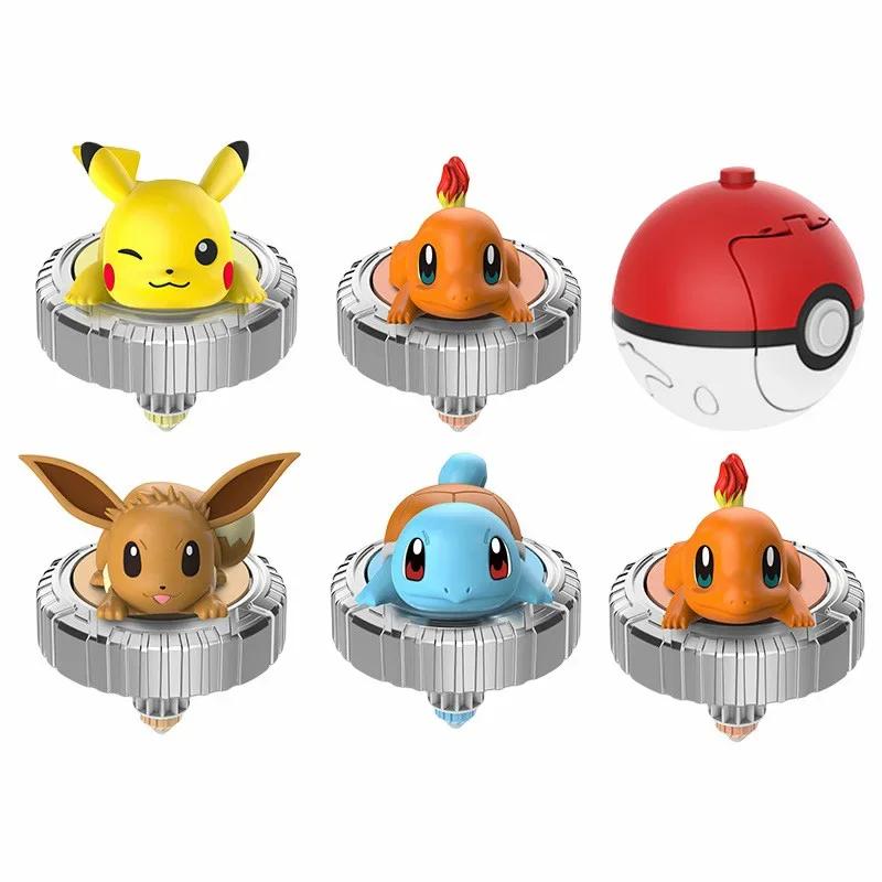 Pokemon Arena Battle Set Spinning Top Ball Game Pikachu Charmander Mew Action Figure Box for Kids