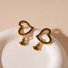 Dark Old Zircon Love Saturn Silver Needle Earrings Fashion Temperament Earrings