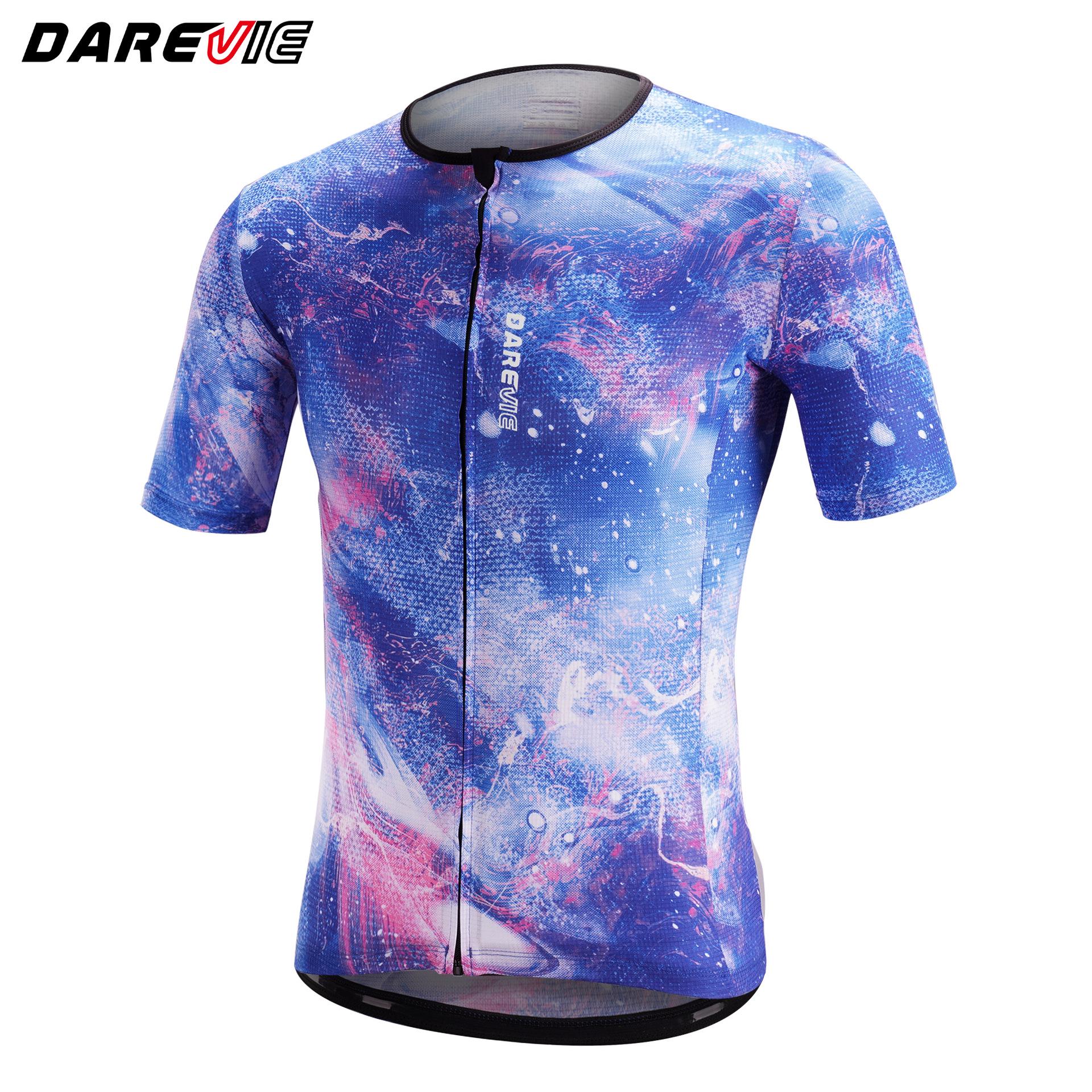 Darevie Summer Quick-Dry Cycling Jersey - Breathable Short Sleeve Sportswear for Outdoors M (EU) фиолетовый