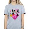 Disney Womens/Ladies Love Heart Mickey & Minnie Mouse Boyfriend T-Shirt